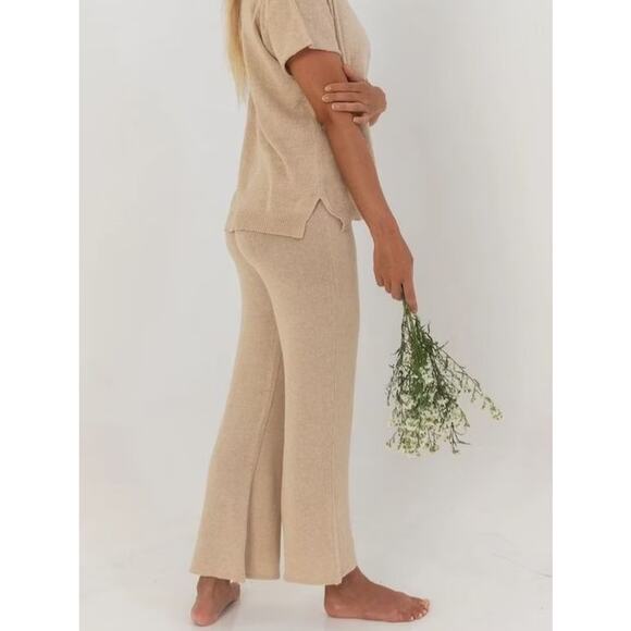 Indigo Luna Helga Pants Almond Medium 100% Organic Cotton Yoga Pants - Picture 9 of 16